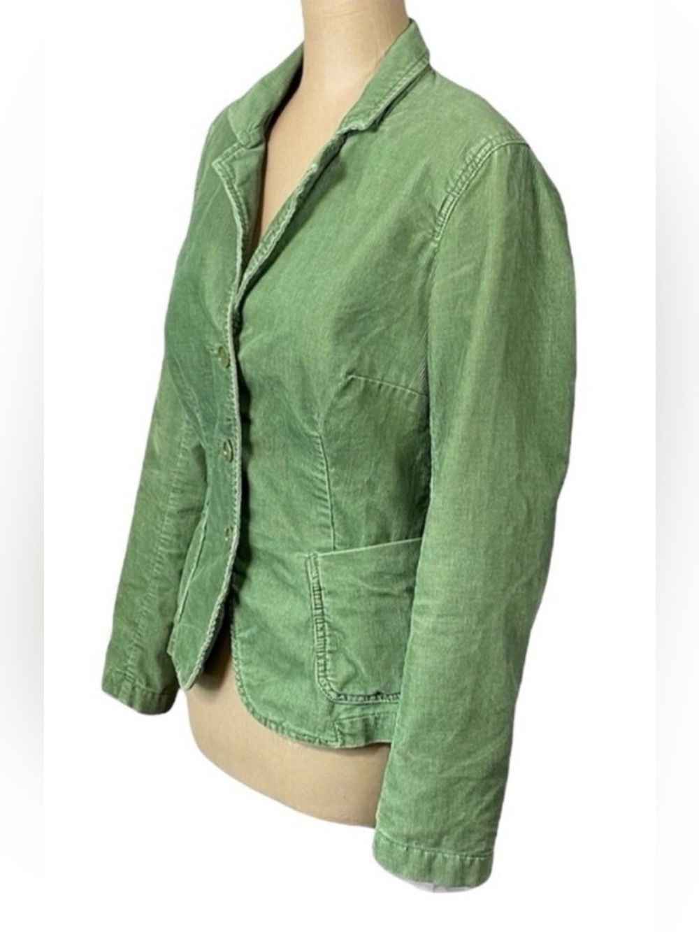VTG J.Crew Green Choudhry Cotton Blazer Jacket Women’s Size PS Made in Macau - Picture 5 of 14